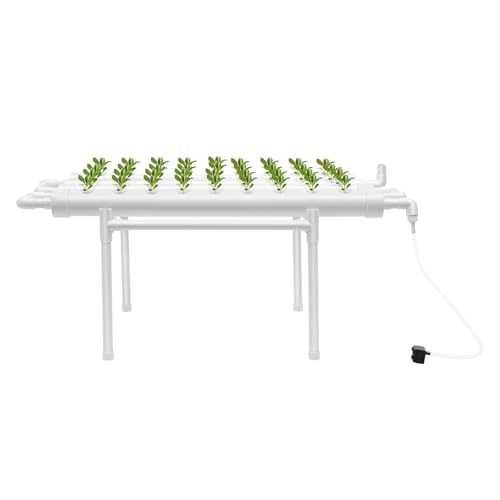 SYNCMH Hydroponic Grow Kit, 100×50×30cm 36 Pflanzplätze NFT-System mit PVC-U Rohren, Hydroponisches Anzuchtsystem für Kräuter, Gemüse, Wasserzirkulation für Optimales Pflanzenwachstum