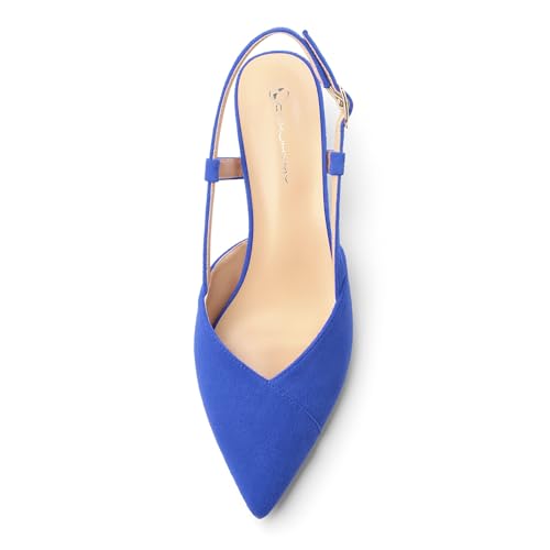 Womens Slingbacks Pumps Low Kitten Heel Pointed Toe Sandals Buckle Dress Shoes for Party Office Wedding 1.5 Inch3