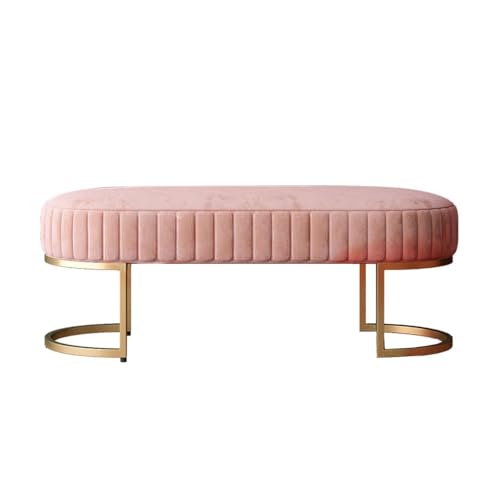Banc d'entrée pour salon en velours rose de 100 cm avec finitions soignées