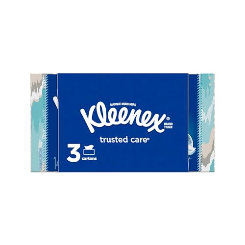 Image of Kleenex Trusted Care Facial Tissues, 3 Flat Boxes, 144 Tissues per Box (432 Total Tissues)