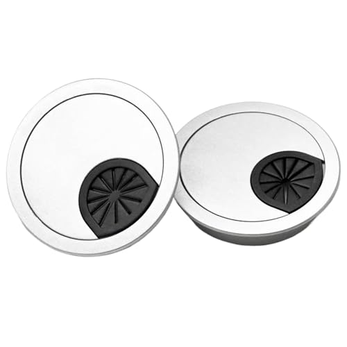 wilcractk Tapa Pasacables Para Escritorio De ABS Con Cubierta Desmontable, Juego De 2, Plata, Gran Capacidad Y Resistente Al Agua Para Mesa De Oficina Y Hogar