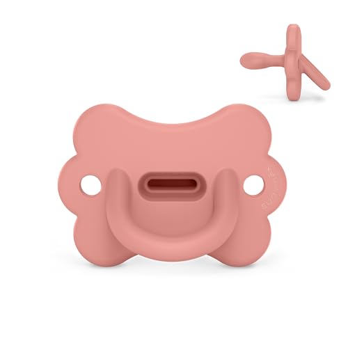 Suavinex, Silikon-Schnuller, für Babys 6/18 Monate, mit physiologischem SX Pro-Sauger, weich & flexibel, ideal zum Schlafen, respektiert die Mundentwicklung, Butterfly, Peach Pink