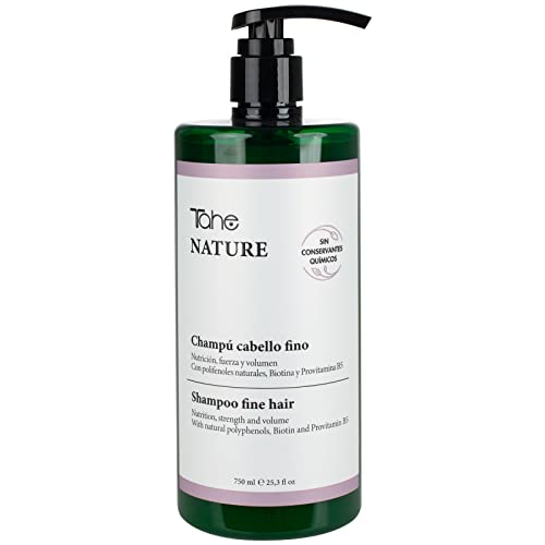 Tahe Nature Champú sin sulfatos para cabello fino con Polifenoles naturales, Aceite de Soja, Arginina, Biotina y Provitamina B5, 750 ml