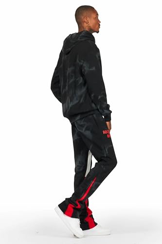 Men's Nelly Black/Red Hoodie Stacked Flare Track Set2