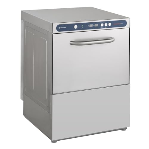 Geschirrspülmaschine PROFI-GSM50SL | Korbmaß 50×50 cm | Profi Geschirrspüler für Gastronomie | mit Reiniger- & Klarspüldosierer | Ablaufpumpe | 230 V | Edelstahl | Made in Europe