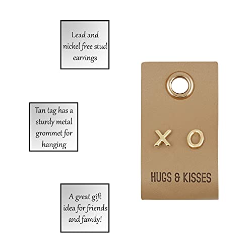 Santa Barbara Design Studio Fleur Jewelry Gold Stud Leather Tag Earrings, XO3