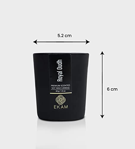 Image of EKAM Royal Oudh Votive Soy Wax Scented Candle, 40 Grams, 10 Hours Burn Time| Long Lasting Premium Candles | Ideal for Home Decor | Gifting & Aromatherapy (Pack of 12)