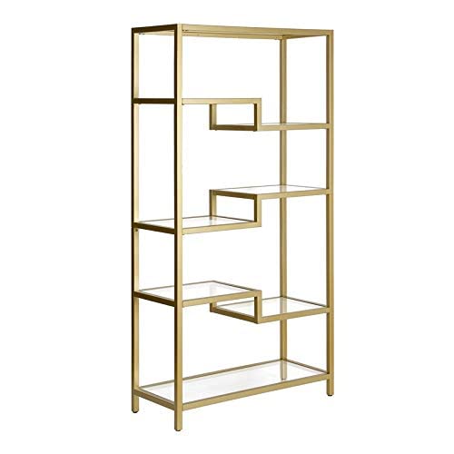 Henn&Hart 68" Tall Rectangular Bookcase In Brass, For Home Office, Living Room #TOP4