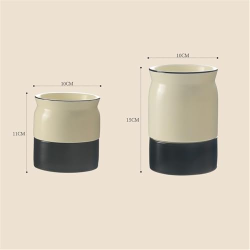 Grand pot à ustensiles vintage céramique stable pour plan de travail