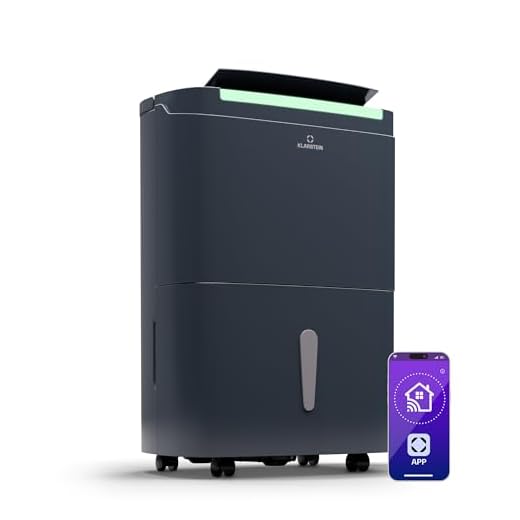 Klarstein DryFy Connect 30L Deshumidificador Inteligente, WiFi, 30L/24h, Depósito 5L, Control App, Temporizador 24h, Desagüe Continuo, Portátil para Habitaciones 25-30m², Antracita