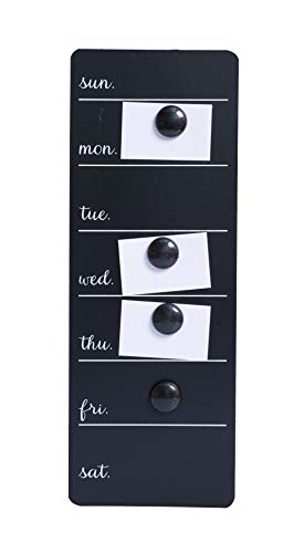 Home&Decoration NJ-AZ02-020 Planeador semanal en pizarra. - Incluye cuatro imanes fijadores. 15 x 41 cms. Color negro.