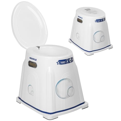 Image of MEXPLE Xumo200 Portable Indian to Western Toilet Converter Commode Chair (5 Years Warranty) | Portable Western Heavy Duty Toilet Seat for Elderly Handicap Users | Foldable Bathroom Chair - White