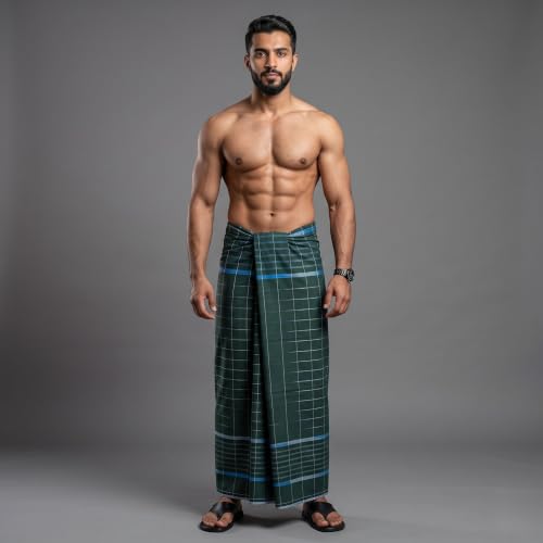 Image of Men's Cotton Lungi | Soft Breathable Wrap Around Lungi | Comfortable Daily & Home Wear for Men