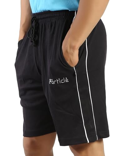 Image of Particle Men's Plus Size Bermuda Lounge Shorts | 230 GSM Ribbed Cotton | Half Pants with Twin Piping | Home, Walk, Travel & Casual Wear | XL to 5XL | Waist 34-52 Inch | 5 Colours