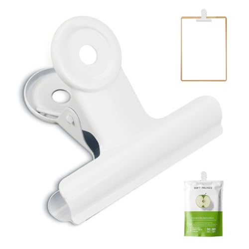 12 Piezas Clips Grandes de Metal Blanco, 63mm Pinza Bulldog, Clips Grandes de Bulldog, Grandes de Toro Clips, Metal Bisagra Clip Archivo Abrazaderas, para Fotografías, Oficina, Escuela