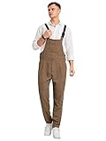 WDIRARA Men's Corduroy Bib Overalls with Slant Pocket Tapered Leg Casual Overalls Brown S