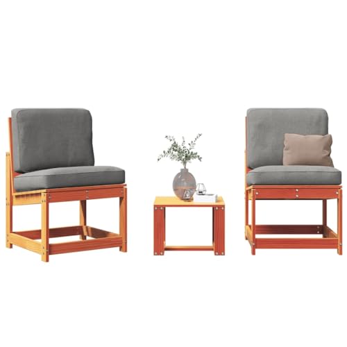ShGaxin Juego de Muebles jardín 3 pzas Madera Maciza Pino marrón Cera, Conjunto Jardin Exterior, Muebles Jardin Exterior, Conjunto Terraza, Terraza Exterior Chill out - 844661