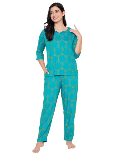 Image of Clovia Women's Rayon Printed Top & Pyjama Set