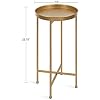 Kate and Laurel Celia Round Metal Foldable Accent Table with Tray Top, Gold