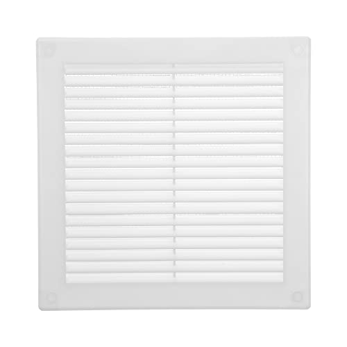 Ecopro Vent / 6'' x 6'' Inch Opening Measurement / White Square Vent External Grille with Protective Mesh - Lightweight Plastic Register / Cover Indoor Outdoor Soffit Vent - 8x8 Outer Measurement