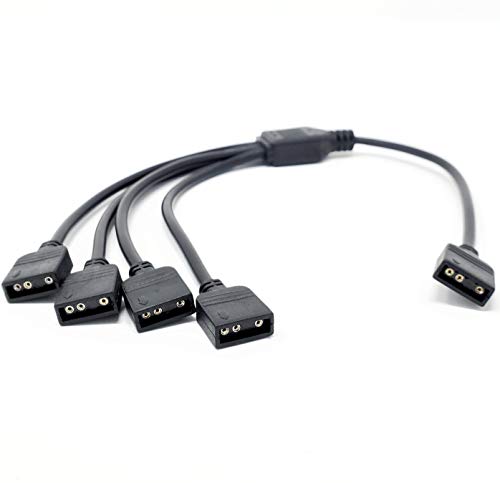 Image of MICRO CONNECTORS 3-Pin Addressable RGB (ARGB) 1 to 4 Splitter Cable - 50cm with Male Pins (F04-04ARGB-50)-Black