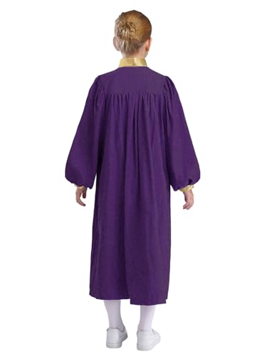 Boys Girls Muslim Arabic Thobe Long Sleeve Arabic Abaya Kaftan Gold Trim Choir Robe Church Worship2