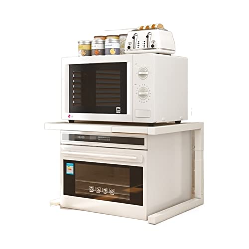 FUHAI-666 Storage Shelf Cart Scalable Kitchen Storage Rack, Microwave Oven Rack, Oven, Electric Rice Cooker Storage, Household Double-layer Multifunctional Cabinet Multifunction Trolley (Color : A)