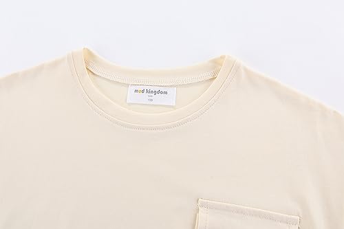 Mud Kingdom Girls T-Shirts Casual Short Sleeve Tops with Chest Pocket Cute Plain Summer Tees with Drawstring Hem3