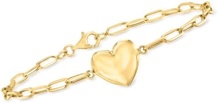 Ross-Simons 10kt Yellow Gold Heart Paper Clip Link Bracelet