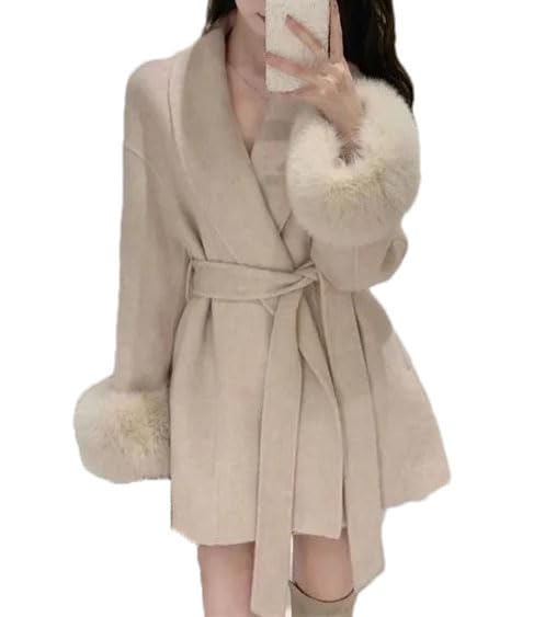 Thin Strap Wool Jacket Spring Autumn Long Sleeved Loose Patchwork Short Style Hairy Sleeve Uterwear