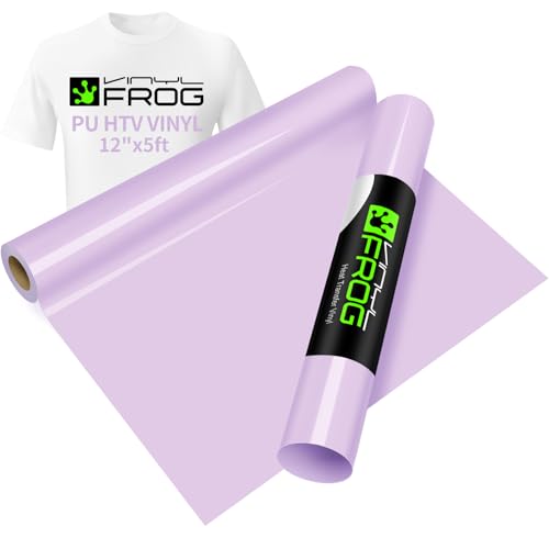 Image of VINYL FROG Orchid Purple Heat Transfer Vinyl Roll 12 inch x5ft Matte HTV Vinyl | Light Purple Iron on Vinyl for T-Shirts, Stretchy & Machine Washable Heat Press Vinyl for DIY Craft Designs