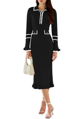 Pink Queen Women's Long Sleeve Fall Sweater Dress...