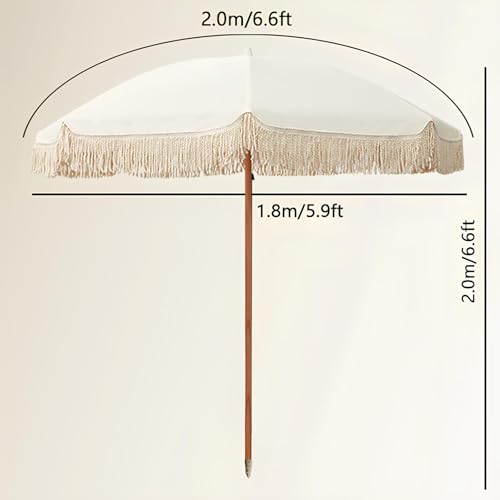 Parasol de balcon de 200cm avec franges chic et 8 baleines robustes anti-UV - 8