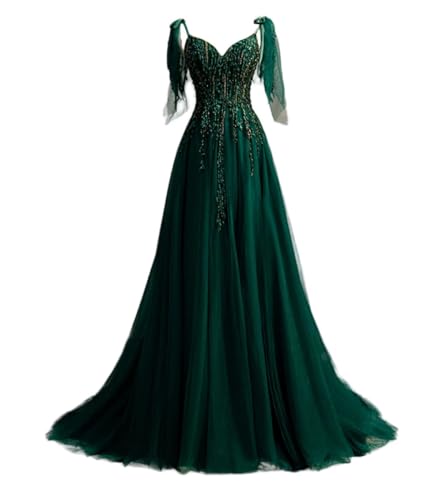 Green Beading Tulle Corset Prom Evening Party Dress Gala Pageant Quinceanera Sweet 15 Gown