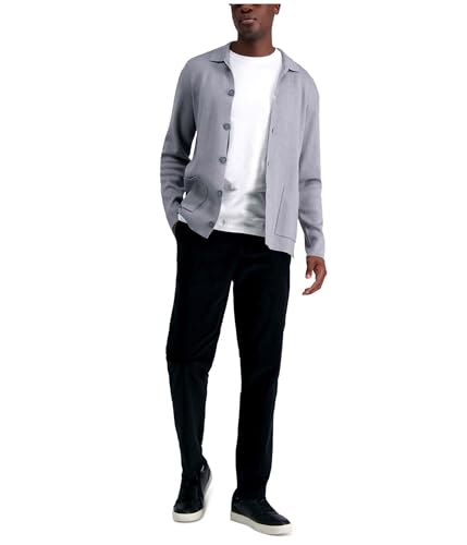 Kenneth Cole Reaction Men's Slim-Fit Stretch Corduroy Pants (Black, 32Wx32L)