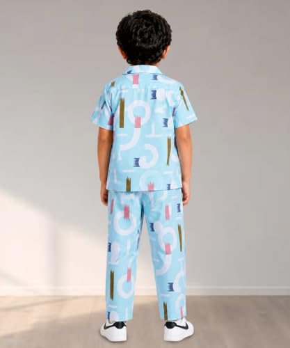 Image of 3BROS Unisex Pure Cotton Short Sleeve Kids Night Dress for Boys & Girls Nightwear /Sleepsuit /Sleepwear /Loungewear Night Suit for Boys and Girls Top and Pyjama Combo Set