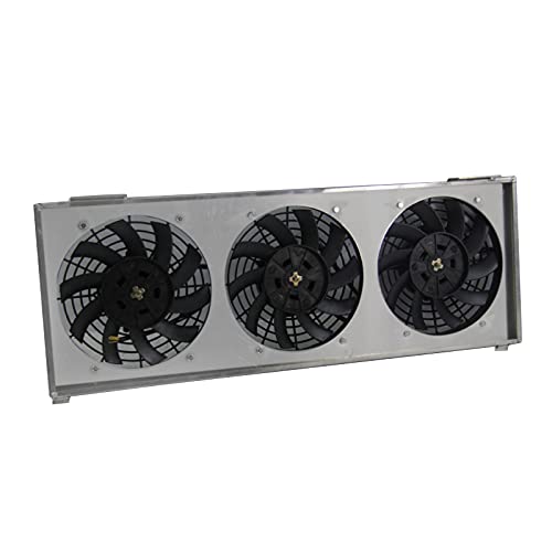 ECMRAD Aluminum Radiator's Shroud+3x9''Fans Compatible with Jeep Cherokee XJ 2.5l 4.0l 1991-2001