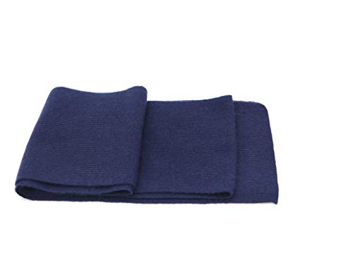 State Cashmere Unisex Ribbed Knit Scarf Made with 100% Pure Inner Mongolian Cashmere - Elegant Soft & Versatile - Ultra Warm Winter Accessories - (Navy 70x7)