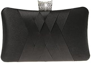 COAIMANEY Womens Silk Satin Clutch Purse Rhinestone Crossbody Evening Bag Handbag for Wedding Party Prom