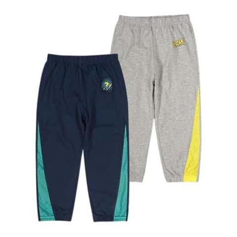 LeeXiang Baby and Toddler Boys' 2-Pack Cotton Pull on Jogger Pants Kids Summer Sweatpants (Grey/Blue 5-6 Years) Cover