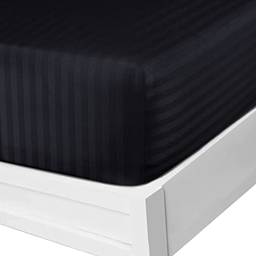 YORKSHIRE BEDDING Drap-housse de 25 cm - Drap-housse profond super doux en microfibre brossée anti-plis, respirant et résistant à la décoloration (rayures noires) Cover