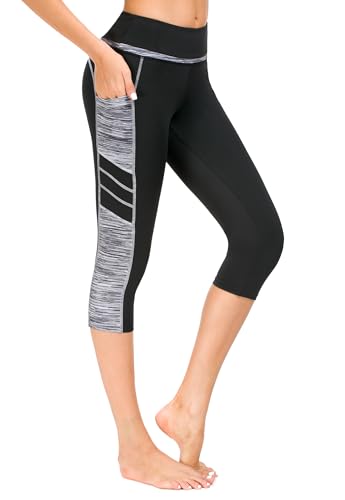 Rexspek 3/4 Sporthose Damen mit TascheBlickdichte Fitness-Leggings als Jogginghose für Sport M