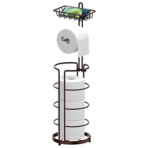 Soporte de papel higiénico independiente con estante de almacenamiento Cover