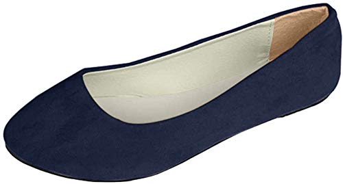 Mujer Bailarinas Básicas de Piel Sintética Zapatos Planos Ocio y Moda,Azul Negro,EU 39