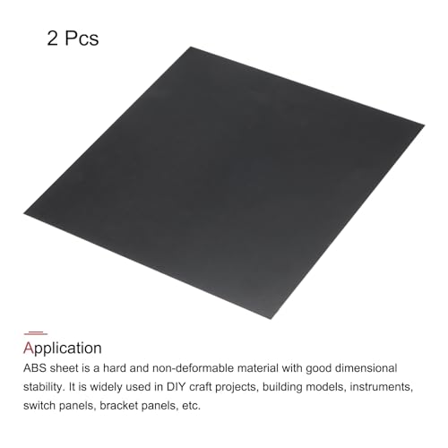 Image of MECCANIXITY Black ABS Plastic Sheet 10 x 10 x 0.02 Inch for Building Model, DIY Crafts, Panel, Pack of 2 Pcs