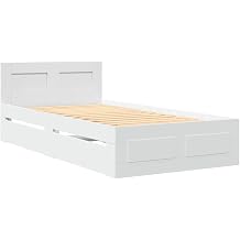 vidaXL Bed Frame with Headboard without Mattress White 100 x 200 cm