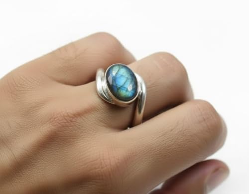 Image of 55Carat Choose Your Color Natural Gemstone Silver Statement Rings for Gift Corssover Style Size 5 to 12