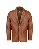 Jild Invisible Stitching Casual Leather Blazer for Men -Button Up Closure Coat Style Regular Fit Real Lambskin Leather Jacket Men (408-Cog-Medium)