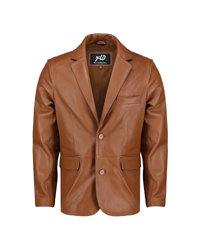 Jild Invisible Stitching Men's Leather Blazer – Real Lambskin, Button-Up Closure, Regular Fit, X-Large (408-Cog)