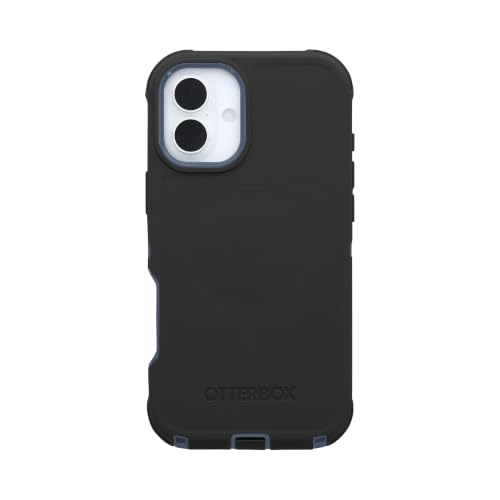Image of OtterBox iPhone 16 Plus (Only) Defender Series MagSafe Case - Black Denim (Black & Blue) - Case Only - Built-in Magnets - Screenless - Rugged & Durable - with Port Protection